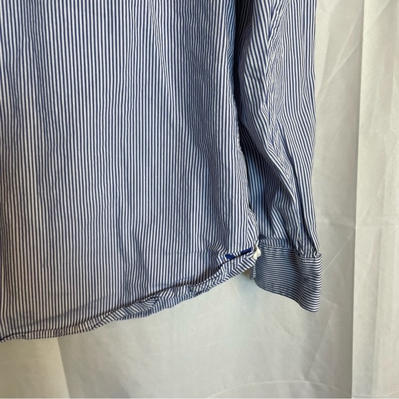 AMERICAN EAGLE Men’s Blue White Stripe Button Down Slim Fit Shirt Size Large - Picture 6 of 12